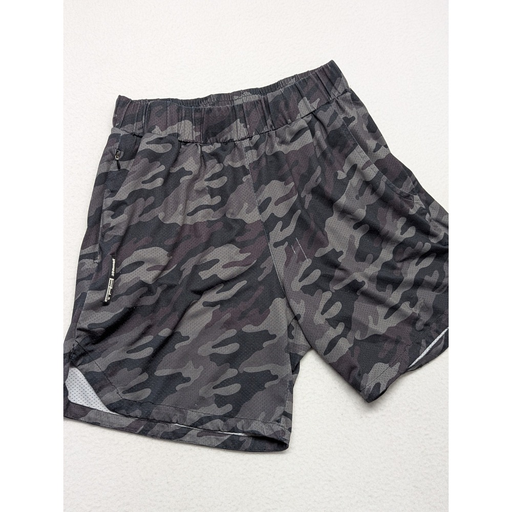 YoungLA Mens Camo Mesh Gym Shorts Charcoal Camouflage Athletic Training Size L